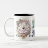 線の外側の色フラワーウォーター色マグカップ ツートーンマグカップ (左)