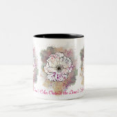 線の外側の色フラワーウォーター色マグカップ ツートーンマグカップ (中央)