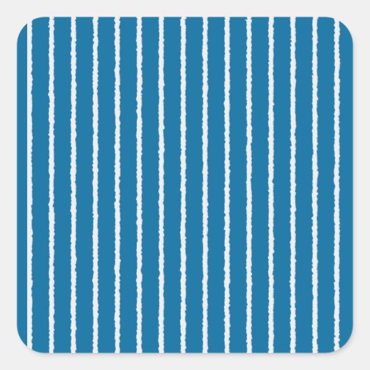 線の太ストライプい青と白 スクエアシール (正面)