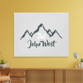 線の山描域のパーソナル化可能なモノグラム キャンバスプリント (インサイチュ (リビング))