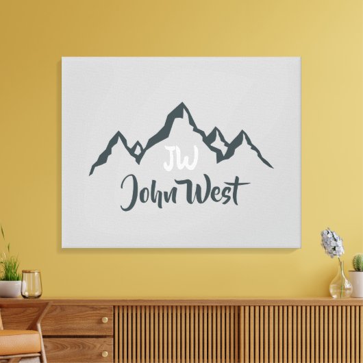 線の山描域のパーソナル化可能なモノグラム キャンバスプリント (インサイチュ (リビング))