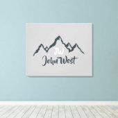 線の山描域のパーソナル化可能なモノグラム キャンバスプリント (インサイチュ (ウッドフロア))