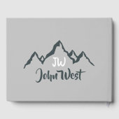 線の山描域のパーソナル化可能なモノグラム ゲストブック (裏面)