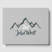 線の山描域のパーソナル化可能なモノグラム ゲストブック (正面)