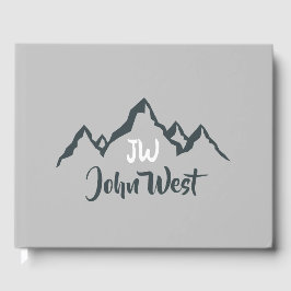 線の山描域のパーソナル化可能なモノグラム ゲストブック