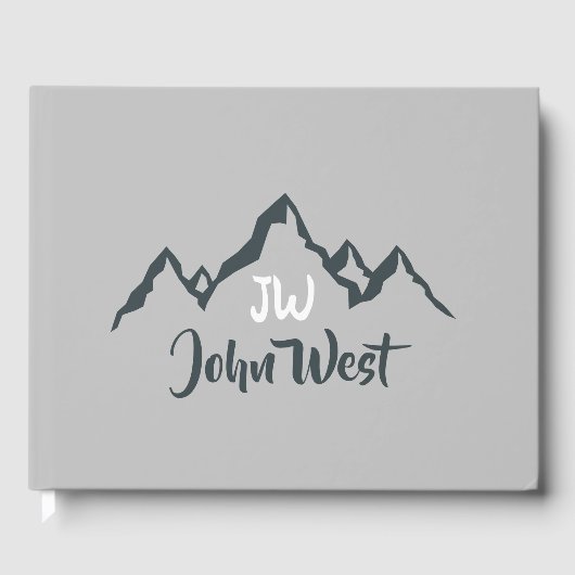 線の山描域のパーソナル化可能なモノグラム ゲストブック (正面)