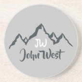 線の山描域のパーソナル化可能なモノグラム コースター (正面)