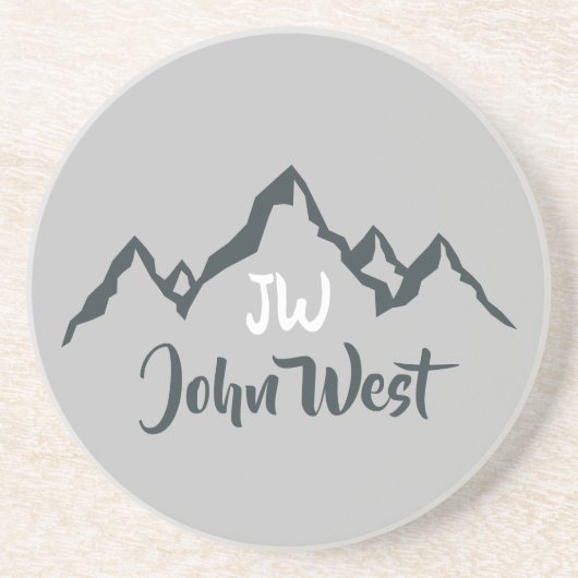 線の山描域のパーソナル化可能なモノグラム コースター (正面)