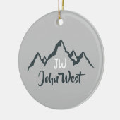 線の山描域のパーソナル化可能なモノグラム セラミックオーナメント (左)