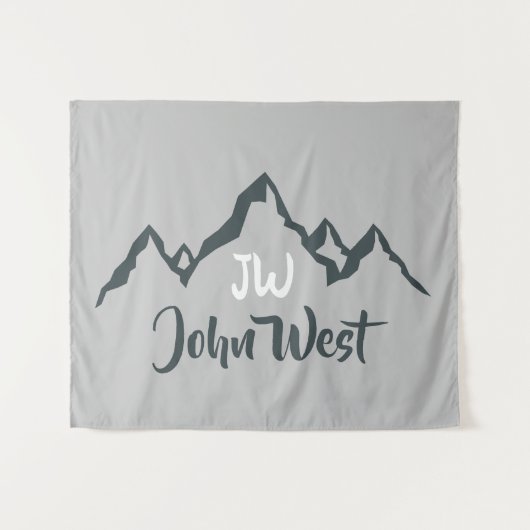 線の山描域のパーソナル化可能なモノグラム タペストリー (正面(横))