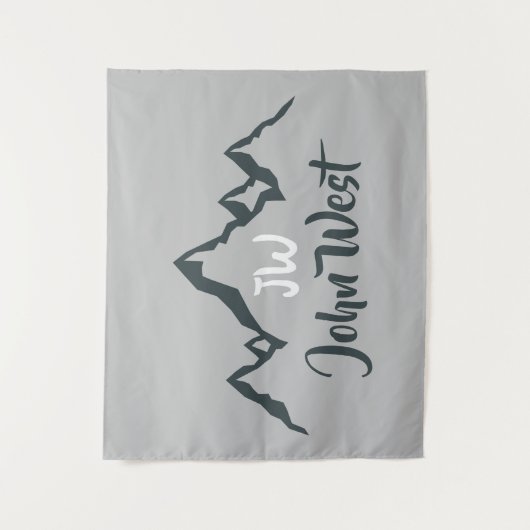 線の山描域のパーソナル化可能なモノグラム タペストリー (正面)