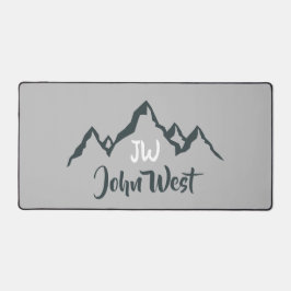 線の山描域のパーソナル化可能なモノグラム デスクマット