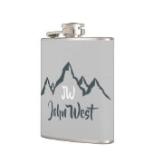 線の山描域のパーソナル化可能なモノグラム フラスク (左)