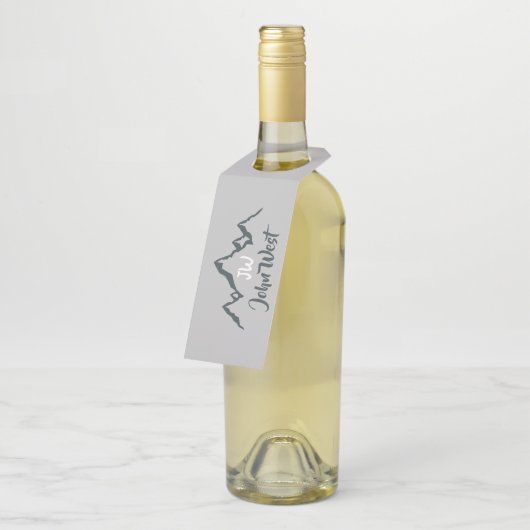 線の山描域のパーソナル化可能なモノグラム ボトルネックタグ (アングル)