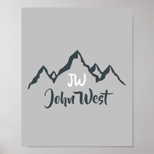 線の山描域のパーソナル化可能なモノグラム ポスター (正面)