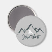 線の山描域のパーソナル化可能なモノグラム マグネット (正面/裏面)