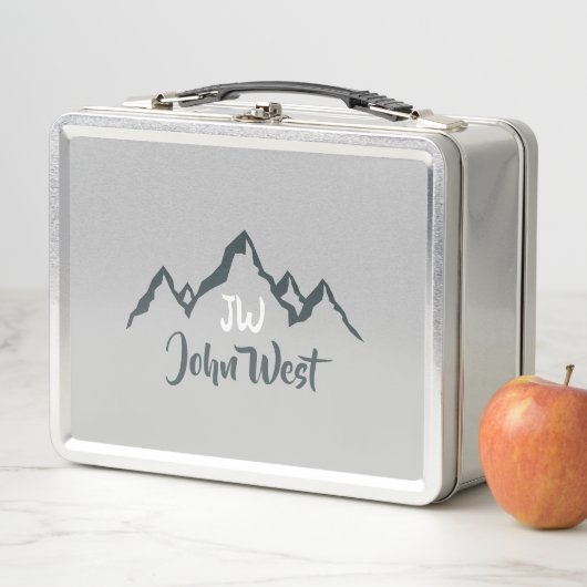 線の山描域のパーソナル化可能なモノグラム メタルランチボックス (インサイチュ)