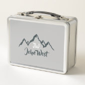 線の山描域のパーソナル化可能なモノグラム メタルランチボックス (正面)