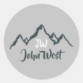 線の山描域のパーソナル化可能なモノグラム ラウンドシール (正面)