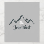 線の山描域のパーソナル化可能なモノグラム ワインラベル (シングルラベル)