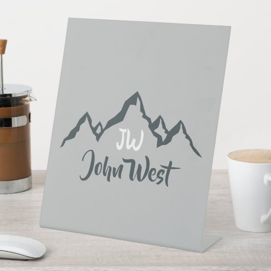 線の山描域のパーソナル化可能なモノグラム 台座サイン (インサイチュ)