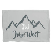 線の山描域のパーソナル化可能なモノグラム 枕カバー (正面)