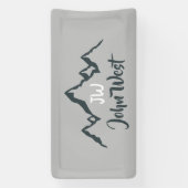 線の山描域のパーソナル化可能なモノグラム 横断幕 (縦)