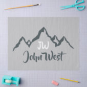 線の山描域のパーソナル化可能なモノグラム 薄葉紙 (クラフト)