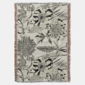 線の手のひら、花でパターンの背景。 スローブランケット (正面縦)