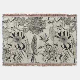 線の手のひら、花でパターンの背景。 スローブランケット