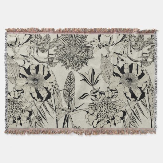 線の手のひら、花でパターンの背景。 スローブランケット (正面)