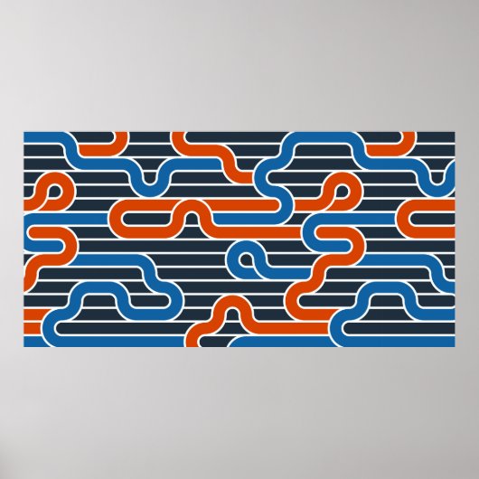 線の線が引かれたシームレスなヴィンテージパターン ポスター (正面)