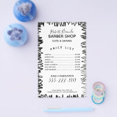 線の黒縁どと白の理容師価格表 チラシ (シングル)