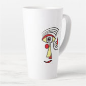 線アートワーク抽象芸術顔シンプルシェイプクリエイティブ カフェラテマグ (右アングル)