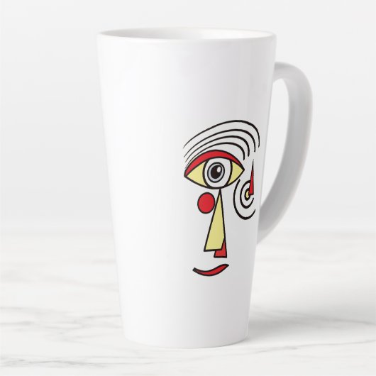 線アートワーク抽象芸術顔シンプルシェイプクリエイティブ カフェラテマグ (右アングル)