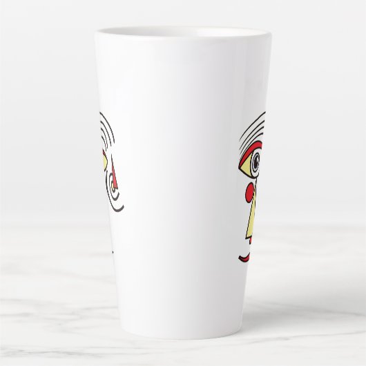 線アートワーク抽象芸術顔シンプルシェイプクリエイティブ カフェラテマグ (正面)