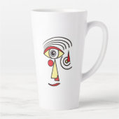 線アートワーク抽象芸術顔シンプルシェイプクリエイティブ カフェラテマグ (右)