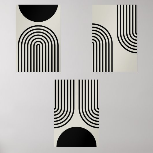 線アート放物線無地の半円ウォールアート (正面)