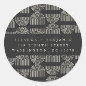 線エレガント白黒結婚の差出人住所 ラウンドシール (正面)