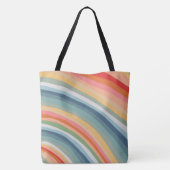 線カラフル曲線ストライプ波モノグラム トートバッグ (裏面)