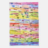 線カラフル水色抽象芸術 キッチンタオル (縦)
