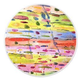 線カラフル水色抽象芸術 セラミックノブ