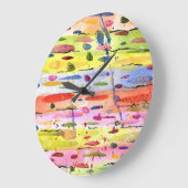線カラフル水色抽象芸術 ラージ壁時計 (傾斜)