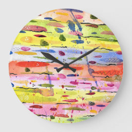 線カラフル水色抽象芸術 ラージ壁時計