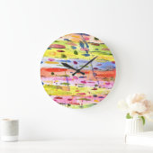 線カラフル水色抽象芸術 ラージ壁時計 (ホーム)