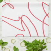 線コンテンポラリーのアート赤と白: キッチンタオル (折り畳み)