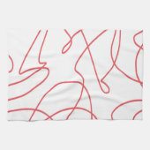 線コンテンポラリーのアート赤と白: キッチンタオル (横)