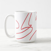 線コンテンポラリーのアート赤と白: コーヒーマグカップ (左)