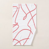 線コンテンポラリーのアート赤と白: バスタオルセット (ハンドタオル)