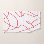 線コンテンポラリーのアート赤と白: バスタオルセット (ハンドタオル)